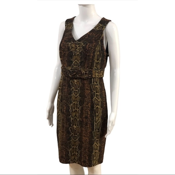 Madison Womans Dress Size 10 Sheath V Neck Sleeveless Animal Print Snake NWT - Picture 1 of 10
